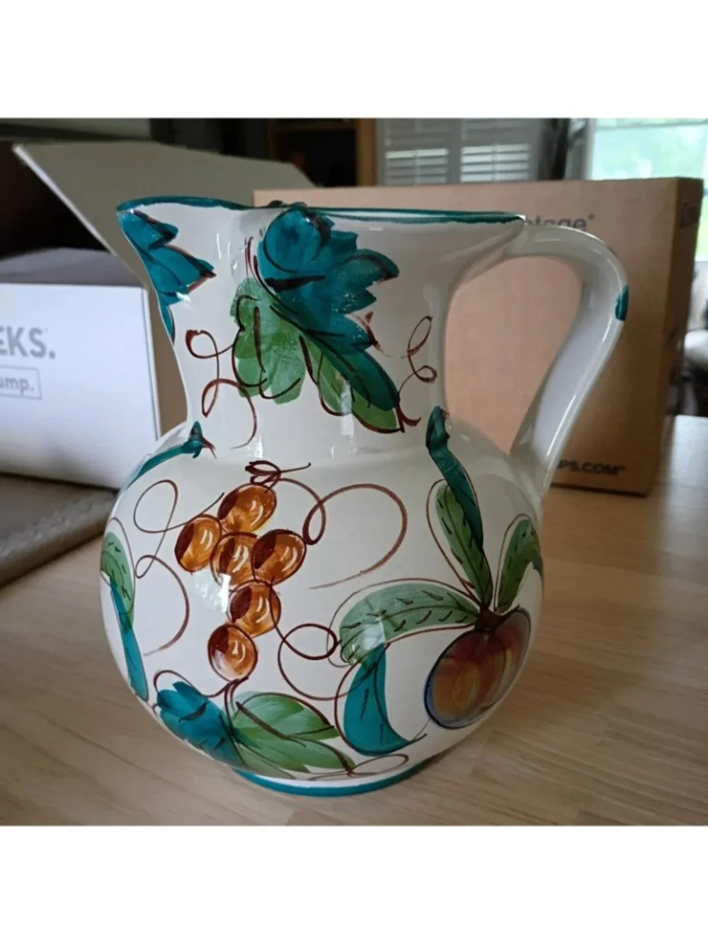 Vintage Italian Ceramic Pitcher Hand Painted Made in Italy